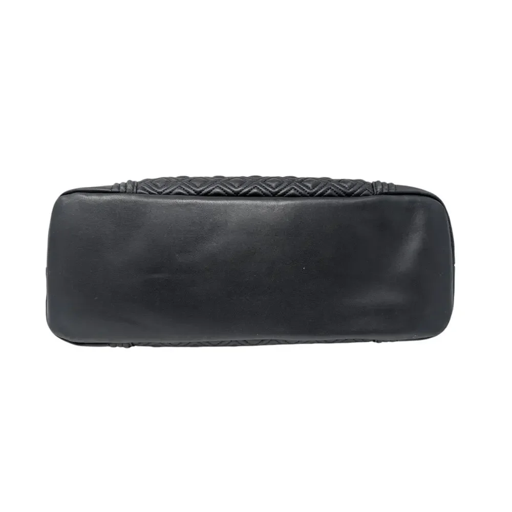 Tory Burch Fleming‎ Black Leather Shoulder Bag Quilted Chain Top Zip